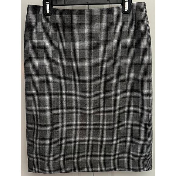 Talbots Glen Plaid Houndstooth Straight Skirt Wool Blend Lined Size 6 - Picture 1 of 7
